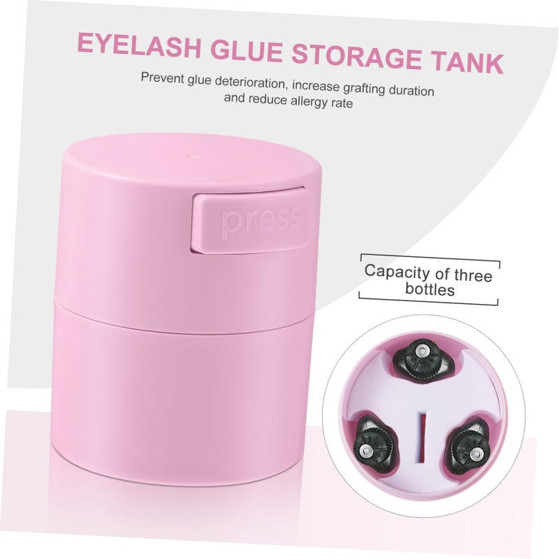 Beaupretty Eyelash Glue Jar Sealed Eyelash Storage Box Cosmetic Storage Tank Extension Supplies for Lash (Pink) - Image 2